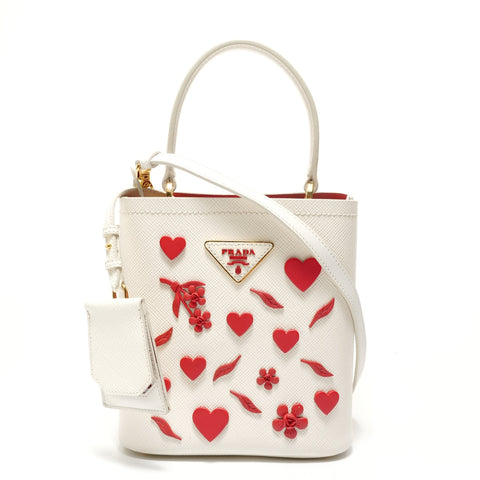 PRADA Panier 2WAY Saffiano Leather Handbag white WS28121