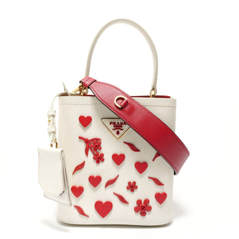 PRADA Panier 2WAY Saffiano Leather Handbag white WS28121