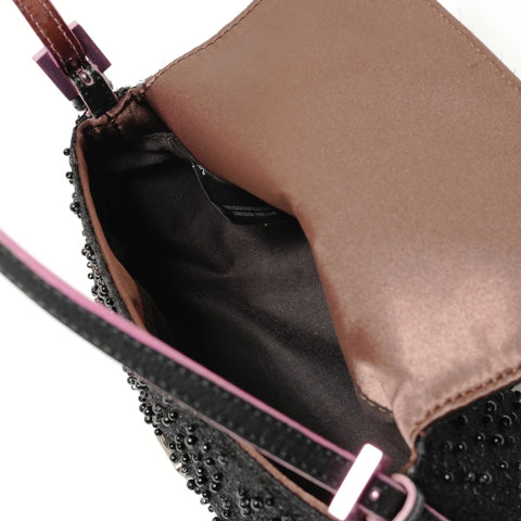 FENDI Mini Mamma Bucket Beads Nylon Shoulder Bag black WS28122