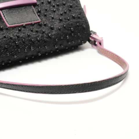 FENDI Mini Mamma Bucket Beads Nylon Shoulder Bag black WS28122