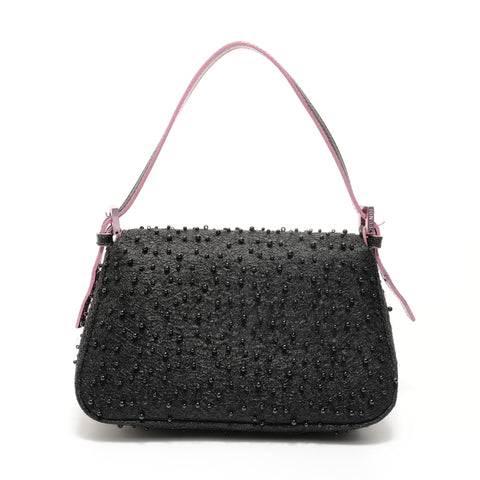 FENDI Mini Mamma Bucket Beads Nylon Shoulder Bag black WS28122