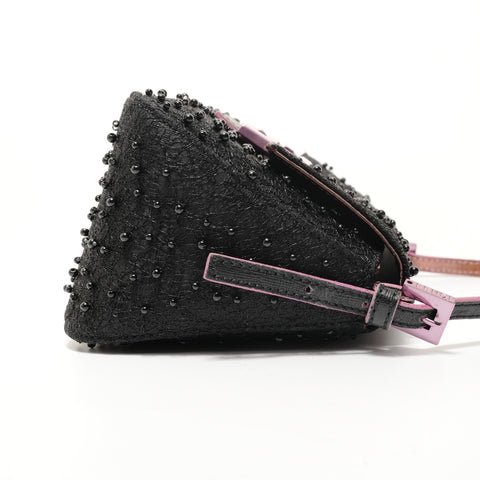 FENDI Mini Mamma Bucket Beads Nylon Shoulder Bag black WS28122