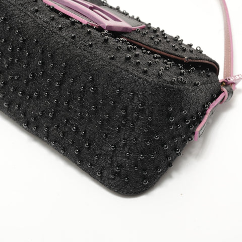FENDI Mini Mamma Bucket Beads Nylon Shoulder Bag black WS28122