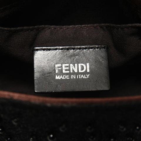 FENDI Mini Mamma Bucket Beads Nylon Shoulder Bag black WS28122