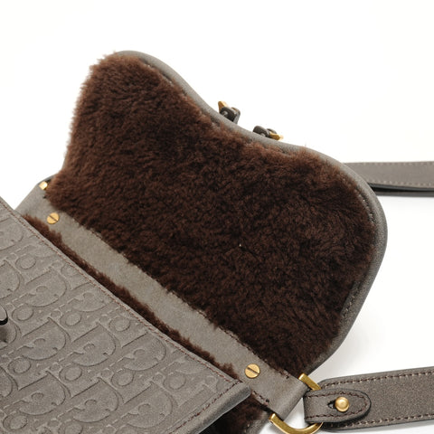 Christian Dior Gallop Oblique Leather Shoulder Bag gray WS28124