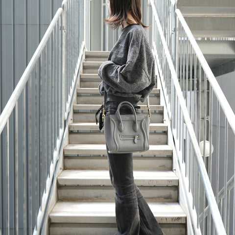 CELINE Luggage Nano Shopper 2WAY Handbag gray WS28127