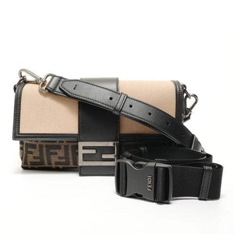 FENDI Mamma Bucket 2-Way Canvas Waist Bag Shoulder Bag beige WS28129