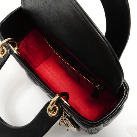 Christian Dior Lady Dior 2-Way Leather Handbag black WS28133