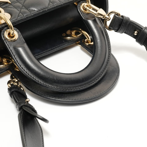 Christian Dior Lady Dior 2-Way Leather Handbag black WS28133