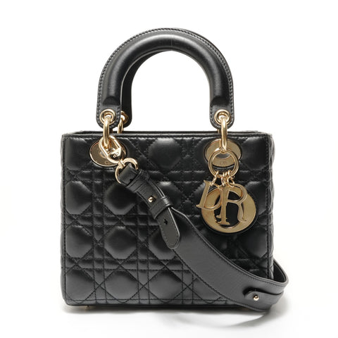 Christian Dior Lady Dior 2-Way Leather Handbag black WS28133