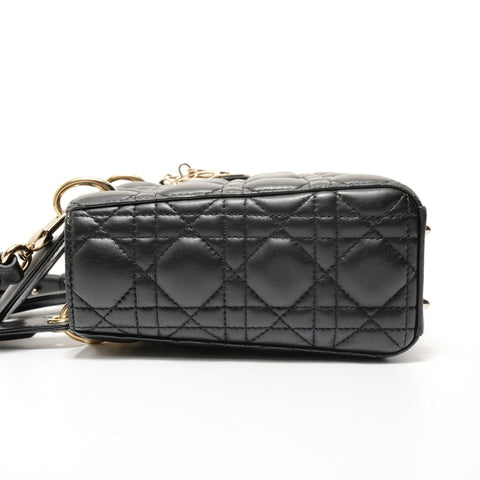 Christian Dior Lady Dior 2-Way Leather Handbag black WS28133