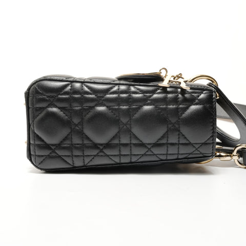Christian Dior Lady Dior 2-Way Leather Handbag black WS28133