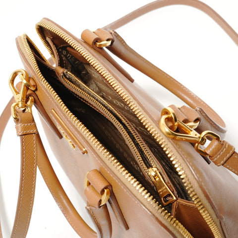 PRADA 2-way Saffiano Leather Handbag Brown WS28134