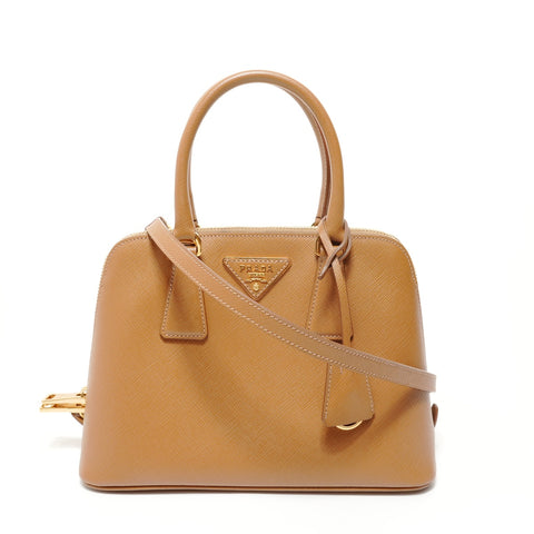 PRADA 2-way Saffiano Leather Handbag Brown WS28134