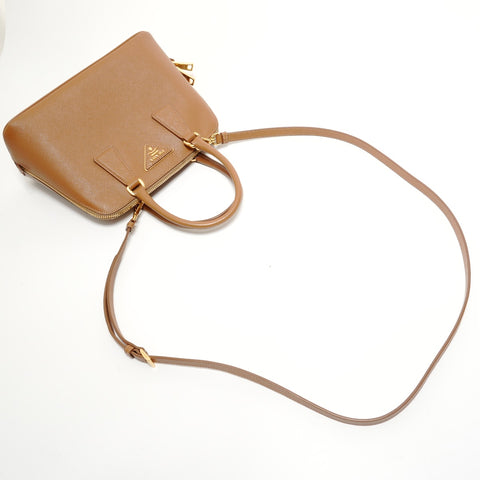 PRADA 2-way Saffiano Leather Handbag Brown WS28134