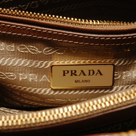 PRADA 2-way Saffiano Leather Handbag Brown WS28134