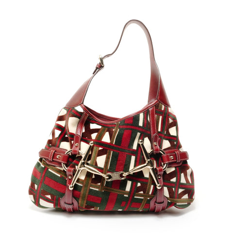 GUCCI 85th Anniversary Limited Edition Horsebit Velour Shoulder Bag Red WS28138
