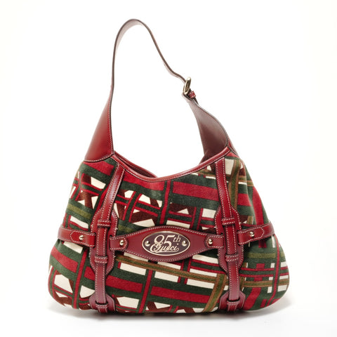 GUCCI 85th Anniversary Limited Edition Horsebit Velour Shoulder Bag Red WS28138