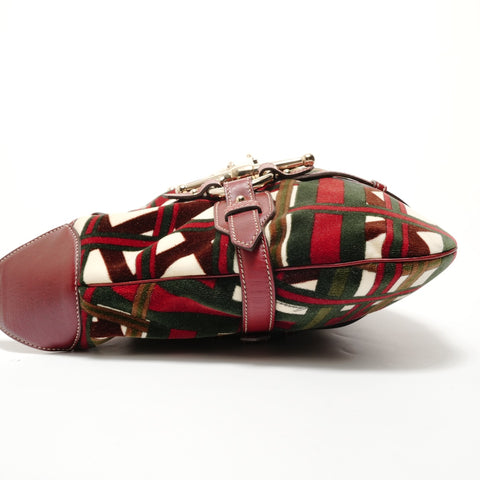 GUCCI 85th Anniversary Limited Edition Horsebit Velour Shoulder Bag Red WS28138