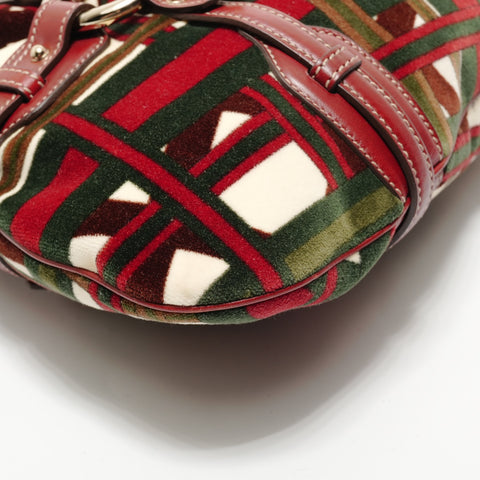 GUCCI 85th Anniversary Limited Edition Horsebit Velour Shoulder Bag Red WS28138