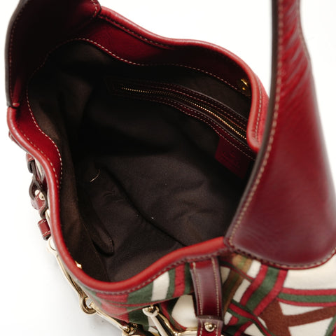 GUCCI 85th Anniversary Limited Edition Horsebit Velour Shoulder Bag Red WS28138