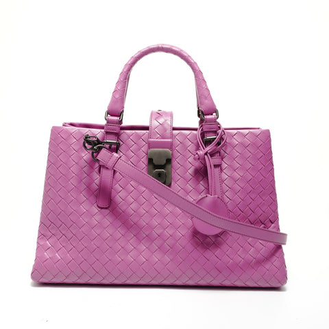 BOTTEGAVENETA INTRECCIATO Roma 2WAY Leather Handbag purple WS28139