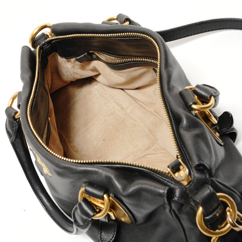 PRADA Leather 2way Handbag black WS28141