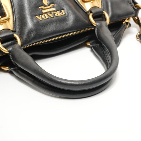 PRADA Leather 2way Handbag black WS28141