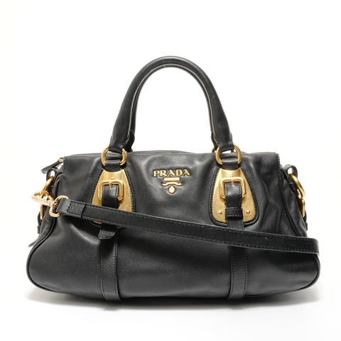 PRADA Leather 2way Handbag black WS28141