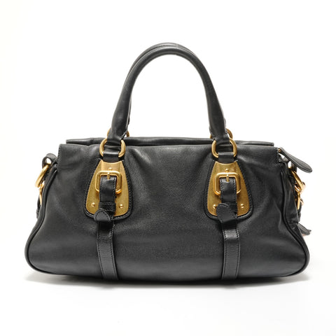 PRADA Leather 2way Handbag black WS28141