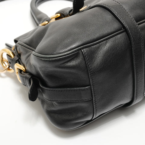 PRADA Leather 2way Handbag black WS28141