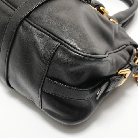 PRADA Leather 2way Handbag black WS28141