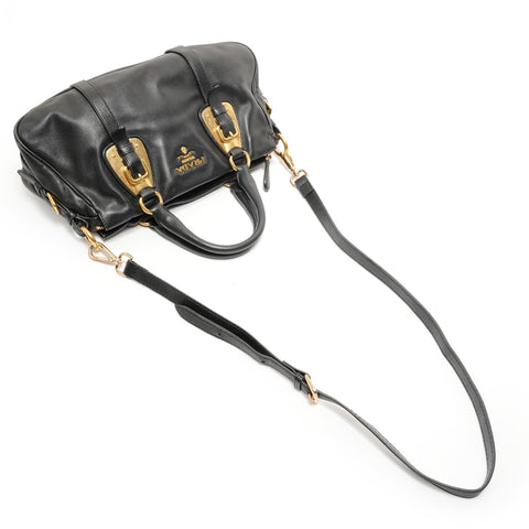 PRADA Leather 2way Handbag black WS28141