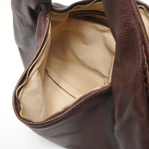 BOTTEGAVENETA Leather Hobo Shoulder Bag Brown WS28142