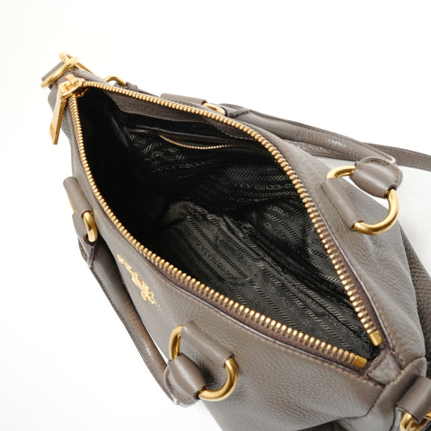 PRADA 2WAY leather Handbag gray WS28143