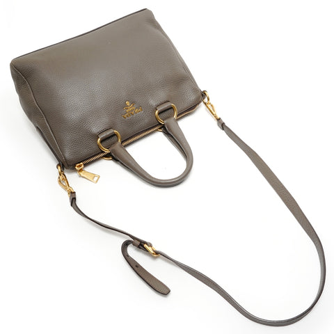 PRADA 2WAY leather Handbag gray WS28143