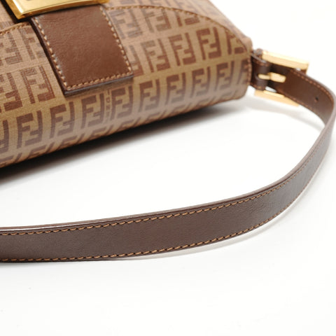 FENDI Mamma Bucket Zucchino PVC Shoulder Bag Brown WS28145