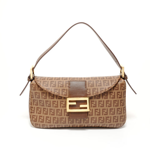 FENDI Mamma Bucket Zucchino PVC Shoulder Bag Brown WS28145