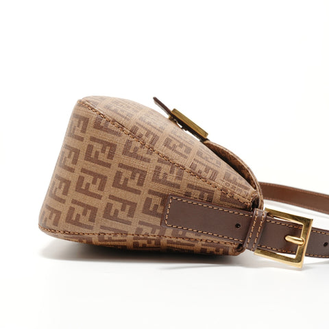 FENDI Mamma Bucket Zucchino PVC Shoulder Bag Brown WS28145