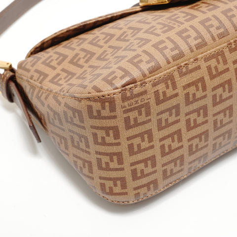 FENDI Mamma Bucket Zucchino PVC Shoulder Bag Brown WS28145