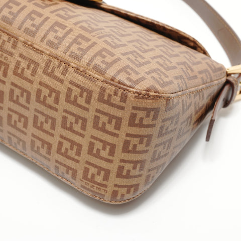 FENDI Mamma Bucket Zucchino PVC Shoulder Bag Brown WS28145