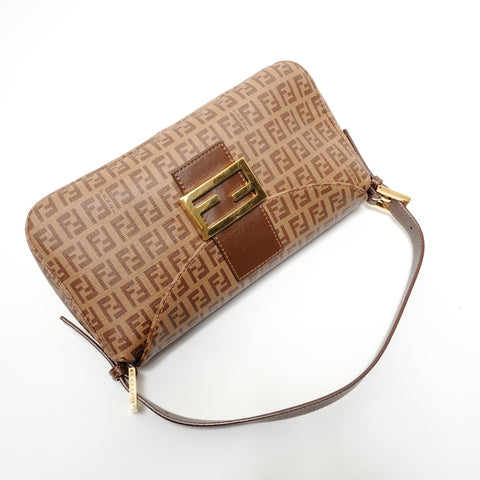 FENDI Mamma Bucket Zucchino PVC Shoulder Bag Brown WS28145