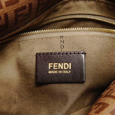 FENDI Mamma Bucket Zucchino PVC Shoulder Bag Brown WS28145
