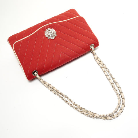 CHANEL Booth #14: Chevron Lion Metal Shoulder Bag Red WS28146