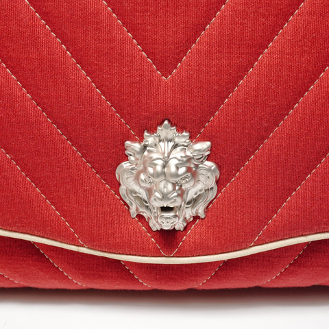 CHANEL Booth #14: Chevron Lion Metal Shoulder Bag Red WS28146