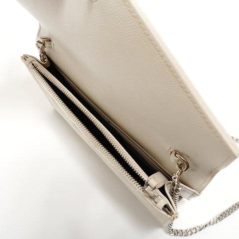 YVES SAINT LAURENT Cassandra MetalSilver Shoulder Bag white WS28154