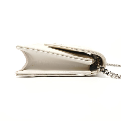 YVES SAINT LAURENT Cassandra MetalSilver Shoulder Bag white WS28154