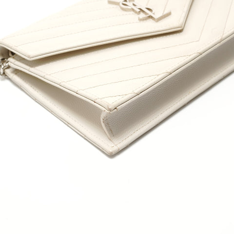 YVES SAINT LAURENT Cassandra MetalSilver Shoulder Bag white WS28154