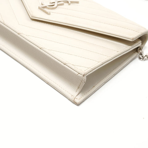 YVES SAINT LAURENT Cassandra MetalSilver Shoulder Bag white WS28154