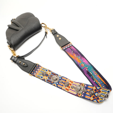 Christian Dior Saddlebag Studs Shoulder Bag black WS28155